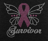 Patch thermocollant en strass motif ruban rose Survivor, avec pierres de cristal thermocollantes
