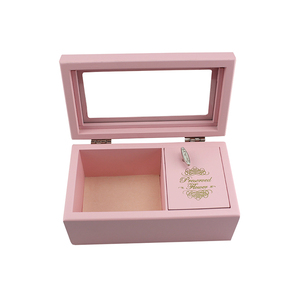 Caja de música personalizada de flores de Navidad con pantalla de acrílico color rosa de bajo pedido regalos de madera para mujeres - Product Image 6