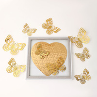 Bestseller 12 Stück/Set Schmetterling Kuchendekoration Gold Silber 3D Schmetterlinge Wandaufkleber Hochzeit Party Tortendeko Zubehör