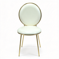 Chaise ronde rembourrée noire avec cadre en acier inoxydable doré, chaise de banquet pour cérémonie de mariage et restauration