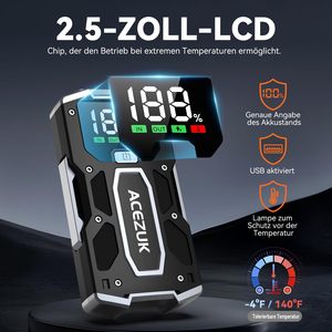 Ad alta potenza <span class=keywords><strong>12V</strong></span> 26800mAh Jump Starter con luce LED batteria al <span class=keywords><strong>litio</strong></span> <span class=keywords><strong>Booster</strong></span> compressore d'aria per autocarro - Product Image 5