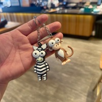 Nouveau Porte-clés Tendance Dessin Animé Zèbre Singe, Breloque de Sac Mignonne, Chaîne Créative, Pendentif Animal aux Grands Yeux