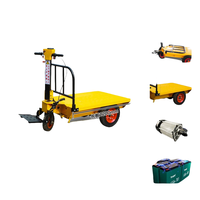 Carro de transporte de cama plana eléctrico chino, construcción de carretilla de tres ruedas, carros y carros de mano eléctricos