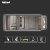 Pour Empolo Usine En Gros Haute Qualité Grand Argent Hôtel Salle De Bains LED Miroir Design Moderne avec Gradateur Anti-Brouillard Capteur Tactile
