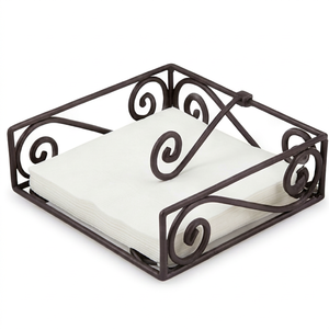 Porta pañuelos de hierro sólido, color negro, diseño elegante, perfecto para guardar servilletas de mesa y como accesorio de decoración elegante para el hogar. - Product Image 1