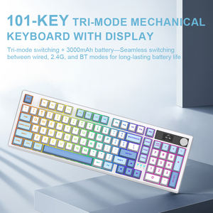 Nouveau <span class=keywords><strong>clavier</strong></span> de jeu rétro-éclairé <span class=keywords><strong>Azerty</strong></span> RGB Double Shot rechargeable personnalisé 101 touches USB écran de <span class=keywords><strong>clavier</strong></span> <span class=keywords><strong>mécanique</strong></span> sans fil - Product Image 6