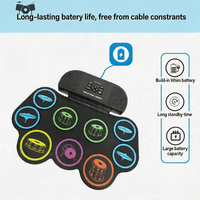 Nouvel Arrivage Batterie électronique portable en silicone, 10 démos, 6 rythmes, personnalisation du logo disponible, kit de batterie enroulable, vente en gros