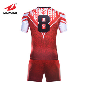 Custom cheap rugby shirts sublimation red jerseys sport wear club rugby uniforms sets rugby jersey - Product Image 3