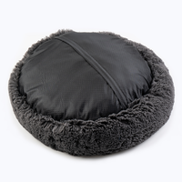 Lit chauffant en forme de donuts pour animal de compagnie, calmant, doux, doux, en fausse fourrure, coussin chaud, pour chat et chien