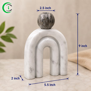 Modern White Grey <b>Marble</b> <b>Candle</b> Holder 9 Inch Polished Stone <b>Candle</b> Stand for Dining Table Decor Wedding Reception Styling Hotel - Product Image 3