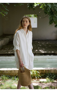 Blusas y Camisas Personalizadas para Mujer, Estilo Francés Informal, 100% Lino Natural, Camisa de Manga Larga con Solapa para Mujer - Product Image 5