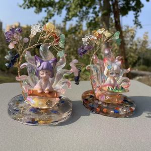 ของตกแต่งเฟิงสุ่ยคริสตัลธรรมชาติขายส่ง รูปปั้นจิ้งจอกเก้าหางนางฟ้าตัวเล็กทำจากเรซิ่น ต้นไม้เงินเจ็ดจักระ - Product Image 5