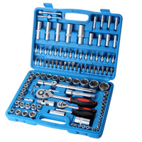 Jeu de clés à douilles 108 pièces en acier CR-V, kit de douilles à cliquet SAE et métriques pour la réparation automobile et moto, outils à main