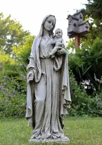 Madonna in resina con statua in fibra di vetro di alta qualità con scultura per bambini