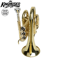 Bb Pocket Trumpet Mini Brass Instrument | Compact Palm Trumpet for Practice, Travel & Beginner Players