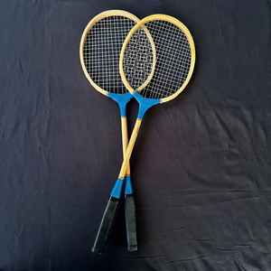 Unisex Customize All Sizes and Colours Wooden Badminton Racket Tennis With Gripy Soft Handle Hard <b>Netting</b> and Custom Logo - Product Image 1