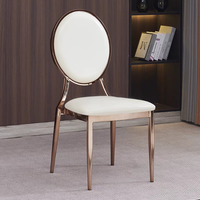 Chaises de banquet modernes en métal, empilables, avec coussins en cuir PU, imitation argent plaqué or de luxe, écologiques, pour intérieur/extérieur