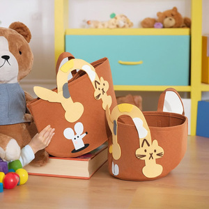 Household Foldable Felt <strong>Storage</strong> <strong>Basket</strong> <strong>Large</strong> Capacity Cylindrical Organizer for Toys Clothes Snacks Laundry - Product Image 4