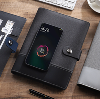 Ensemble Cadeau d'Affaires Portable Personnalisé avec Logo en Cuir Imprimé au Laser, Chargeur Sans Fil 8000 mAh, Batterie Externe, Carnet OEM B1 Promotionnel
