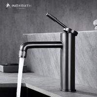 Robinet de lavabo de salle de bain en acier inoxydable 304 à poignée unique, à un trou, avec débit contrôlé, fourni directement par l'usine