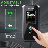 Cargador Inteligente TUYA para Vehículos Eléctricos Tipo 2 CCS2 32A 7kW 11kW 22kW, Cable de Carga CA de 2.7 Pulgadas, IP66, Temporizador Ajustable, Control por Aplicación para Coche Eléctrico