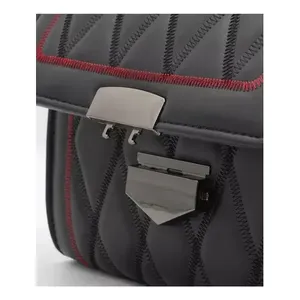 Borsa a tracolla in vera pelle Vintage bohémien da donna con bordi rossi neri con fodera in Nylon chiusura a conchiglia alla moda stile donna - Product Image 3