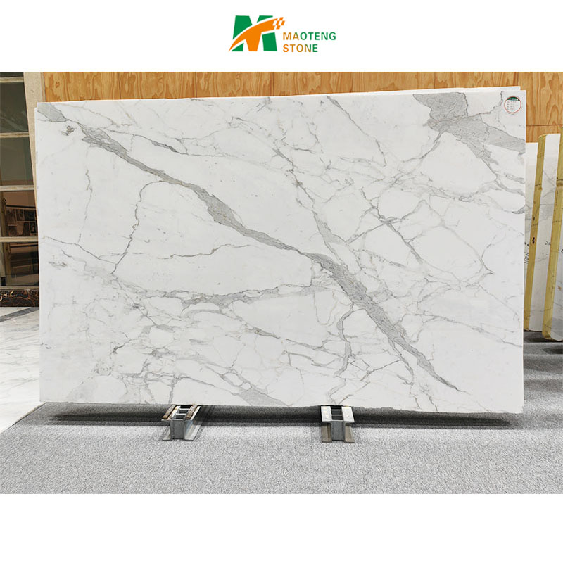 Mármol natural pulido personalizable Calacatta Mármol blanco Azulejos Piso Diseño de lujo Mármol blanco para encimera