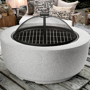 Table de foyer en acier aspect béton avec couvercle en maille pour le camping, le barbecue et le jardin - Product Image 3