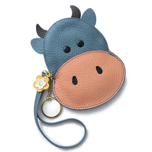 Lovely cartoon wallet Japanese 2021 new coin bag hand hanging cowleather animal women's coin wallet ins mini coin purse