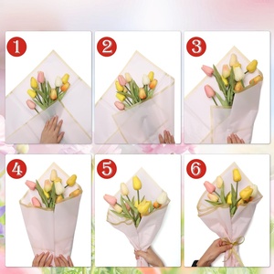 Papel de Envolver para Ramos de Flores Coreanos, Impermeable, de Doble Cara, con Borde Dorado, con Impresión de Serigrafía y Revestimiento Dorado Rosa - Product Image 4