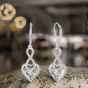 Pendientes de Plata de Ley 925 con Zirconia Cúbica 3A en Forma de Corazón Infinito para Mujer, Marca J.MUEN - Product Image 3