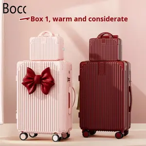 Valise en néoprène rouge <span class=keywords><strong>Boco</strong></span> pour dot de mariage, haut de gamme, épaisse, durable, à roulettes, avec serrure à combinaison, grande capacité - Product Image 5