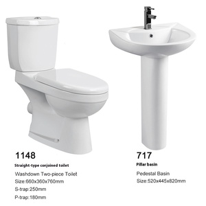 Sanitaire Salle De Bains Céramique Deux Pièces Wc <span class=keywords><strong>Toilette</strong></span> Ensemble avec Lavabo Lavabo - Product Image 6