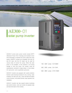 Onduleur solaire VFD série <span class=keywords><strong>AE</strong></span> avec écran LCD/LED 1.5KW 450VDC sortie triphasée pour pompe à eau solaire moteur AC 220V/230V - Product Image 2