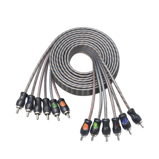 Edge RCI612 100% Oxygen Free Copper 12ft 6-Channel RCA Audio Cable, Twisted Pair with Noise Reduction