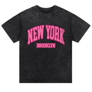 T-shirt vintage décontracté délavé style hip-hop surdimensionné, personnalisé, brodé, imprimé DTG, 100 % coton, modèle tricoté formel pour homme - Product Image 1