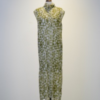 Robe chemise en Cupro à col montant et manches courtes, imprimé géométrique, demi-boutonnée, coupe ample, longueur maxi pour femme