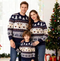 Pull de Noël pour la Famille – Tenue Assortie Homme et Femme – Style Européen Automne-Hiver – Manteau à Motif Élan