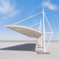 Abri de voiture à membrane tendue, colonne arrière, arche cantilever, colonne supérieure, abri de stationnement libre, imperméable, résistant aux UV, sur mesure