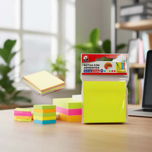 Blocs-notes autocollants Erpsl 76x76mm 100 feuilles Fluorescents Multicolores Fournitures de bureau - Product Image 2