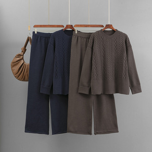 Blubelle xuyên biên giới của phụ nữ mùa đông Knit thiết lập phong cách Châu Âu-Mỹ Twist-KNIT áo len & quần dài hai mảnh thiết lập thoải mái phù hợp - Product Image 2