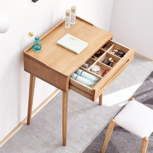 Solid <b>Wood</b> Makeup Desk With Drawer 60Cm Width Minimalist <b>Dressing</b> <b>Table</b> For Bedroom Vanity Storage Organizer - Product Image 2