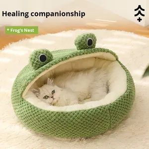 Meilleure vente écologique PP Little Frog Series Lits pour animaux <span class=keywords><strong>de</strong></span> <span class=keywords><strong>compagnie</strong></span> prêts à l'emploi Warm Autumn Winter House for Cats Dogs Solid Pattern - Product Image 3