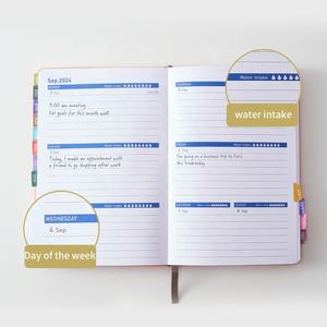 Carnets en cuir Frins, agenda 2024, calendrier de poche, carnet hebdomadaire, agenda, carnet d'appointements avec onglets mensuels, fermeture élastique - Product Image 5