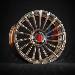 Straight <b>Spoke</b> Three Piece 6061-T6 Forged Alloy <b>Wheel</b> With Floating Center Hub Cap Custom Metallic Finish Universal Fit - Product Image 1