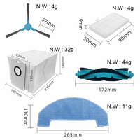 Kit adapté pour Midea S5 Plus/ Cecotec Conga 2299 pièces de rechange pour aspirateur robotique brosse à rouleau principal brosse latérale vadrouille tampon en tissu sac à poussière