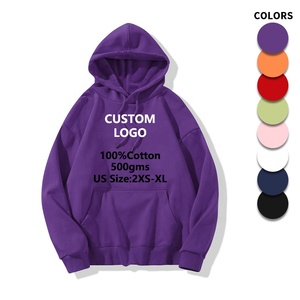 <b>Men</b> 500gms Heavyweight <b>Hoodies</b> 100% Cotton Fleece Hoodie Custom Puff Print Loose Blank Hoodie - Product Image 6
