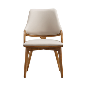 DISHI Italian Modern Leather Dining Chair Curved Backrest Nordic Solid Wood <b>Stool</b> Convertible for Balcony Leisure Furniture - Product Image 2