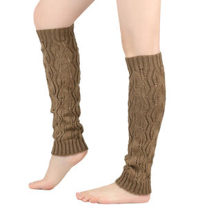 Vente en gros Hiver Femmes Feuille de laine épaisse Chauffe-pieds tricotés Leggings chauds Chaussettes chauffantes longues aux genoux - Product Image 4