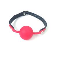 Bâillon buccal sexuel en silicone noir/rouge avec sangles en cuir PU, étanche, diamètre 5 cm, pour couples, jouets pour adultes